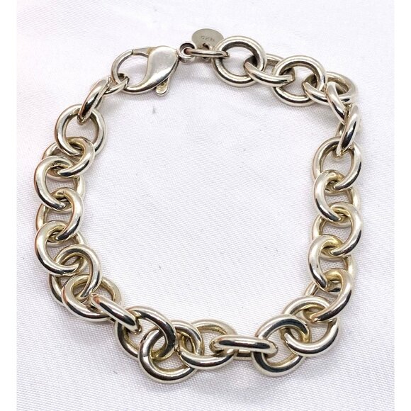 Tiffany & Co Sterling Silver 925 Rolo Bracelet 10x11mm Roind Tag - Picture 1 of 9
